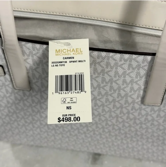 MICHAEL MICHAEL KORS CARMEN 35S2GNMT3B OPWHT MULTILG NS TOTE - Picture 5 of 6